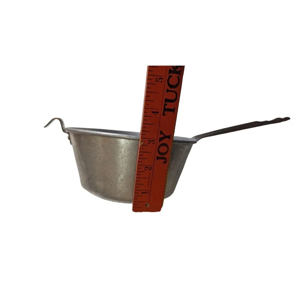 vtg Aluminum Colander Strainer Long Handle Resting Hook Silver Rustic‎ Kitchen